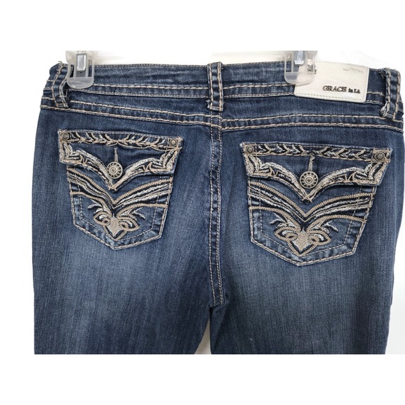 Grace in LA Denim - Grace in LA‎ Jeans Women 30x33 Easy Fit Mid Rise Bootcut Embellished Embroidery